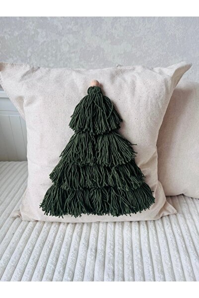 Miss California Püskül detaylı ağaç temalı bohem kırlent kılıfı