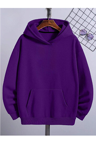 Relax family xf Men's Solid Color Hooded Sweatshirt Oversize Cotton Lined 3 Thread Winter Anti-Pilling