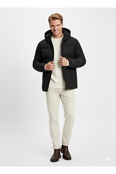 Jack & Jones Ανδρικό μαύρο παλτό Global (12283517-B)