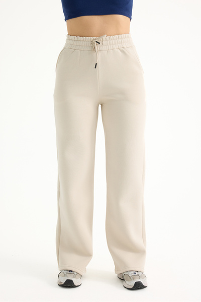 veres Γυναικείο μπεζ χοντρό χειμωνιάτικο φούτερ με ραφές στο κάτω μέρος με φλις εσωτερικά