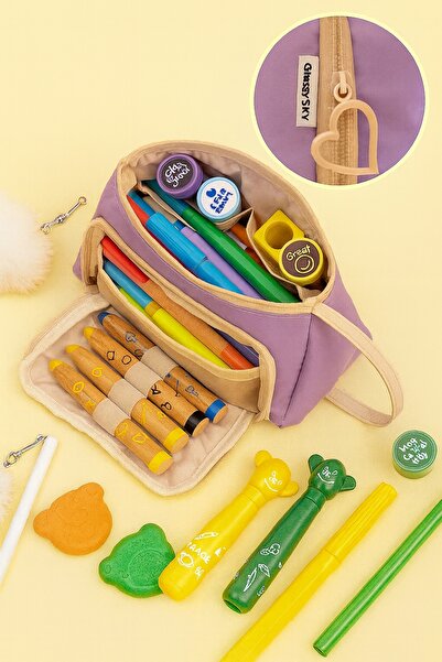 GlassySKY Husă pentru creion pentru birou, cu mai multe secțiuni, cu capacita...