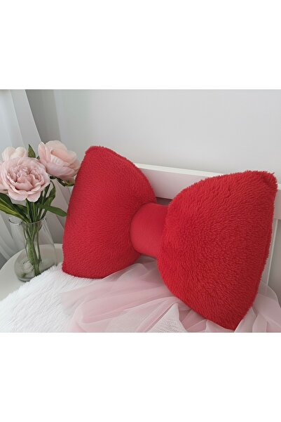 Yastıkland FİYONK GÖRÜNÜMLÜ KIRMIZI KURDELE YASTIK HARİKA TASARIM HEDİYE, ODA...