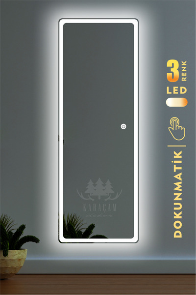 KaraçamDekor Lazer Kumlamalı Ledli Boy Aynası