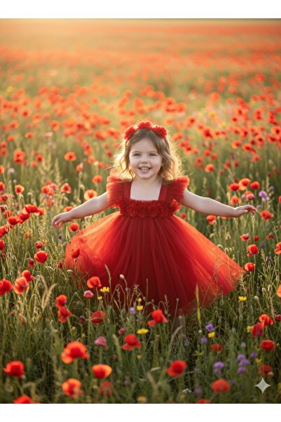 TREND NATURAL Kız Çocuk Tül Abiye Elbise Özel Gün Parti Doğum Günü (6 Ay 1 Yaş 2 Yaş 3 Yaş 4 Yaş)