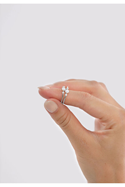 ELLI Inel de damă cu model geometal Vintage Trend și opal sintetic din argint 925