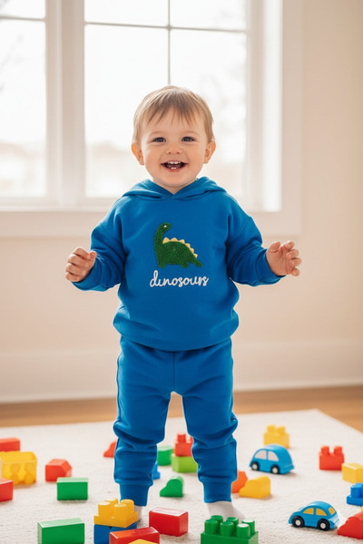 Zerenyus 6-24 Months Car Printed Children's Suit Blue