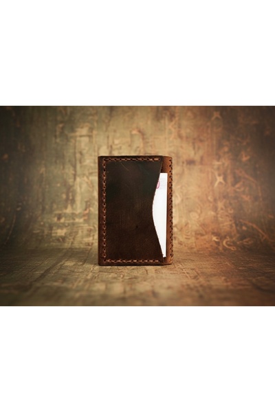 natderi Genuine Leather Mechanical Card Holder Handcrafted - Handmade