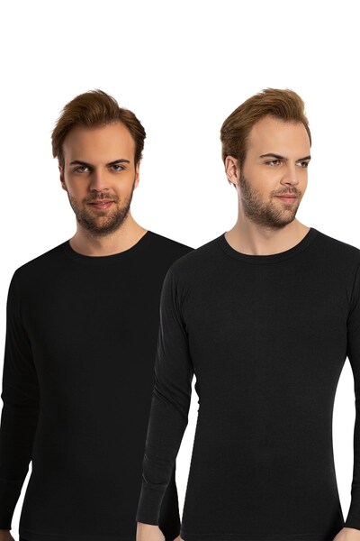 Bross Bross1028 100% βαμβακερό ανδρικό 2 τεμάχιο μαύρο εσώρουχο/μπλουζάκι