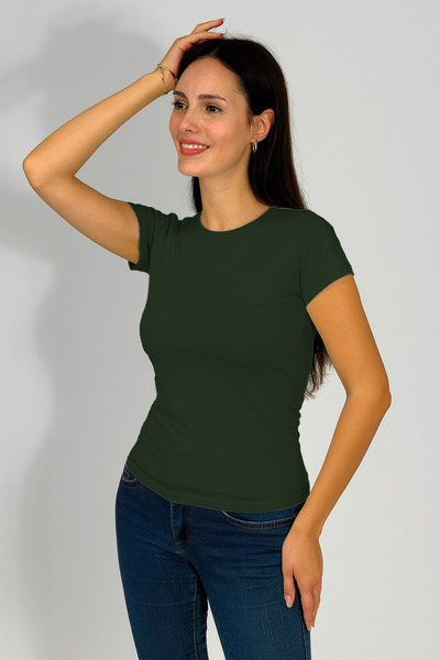 Betimoda Women's Short Sleeve Crew Neck Bodysuit Army Green