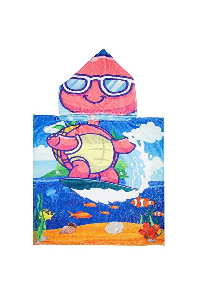 Bross Turtle Patterned Children's Towel Poncho 60X60