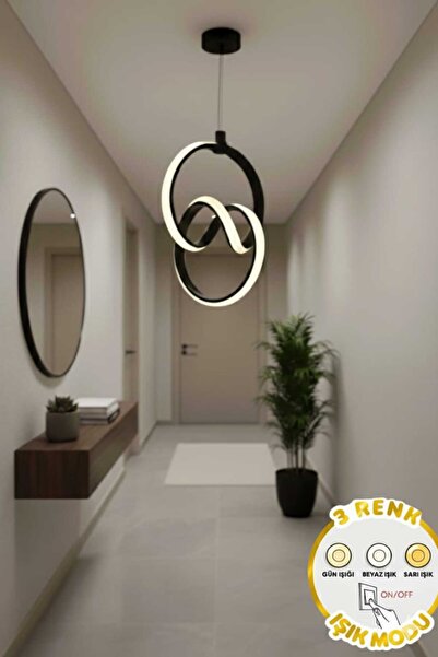 Ece Aydınlatma Orko Siyah Kasa,3 Renk Led Işıklı Salon,antre,mutfak Için Led ...