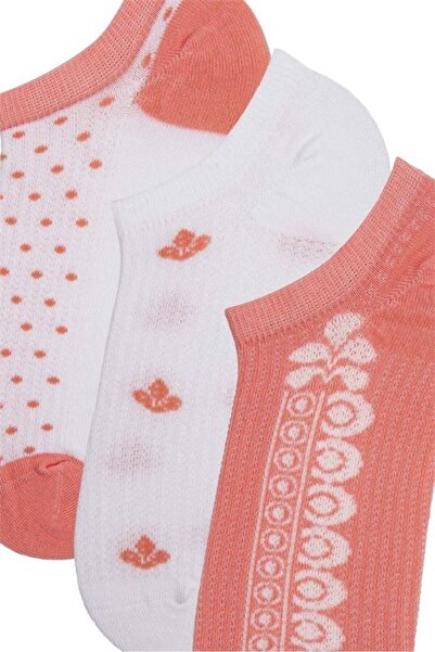 Bross Women's Leaf and Score Patterned 3-Piece Sneaker Socks