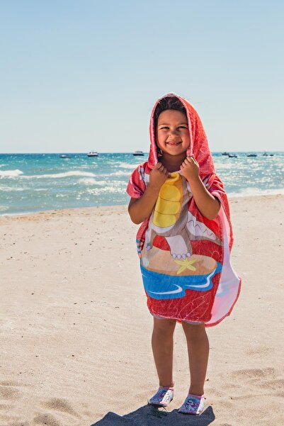 Bross Dinosaur Patterned Children's Towel Poncho 60X60