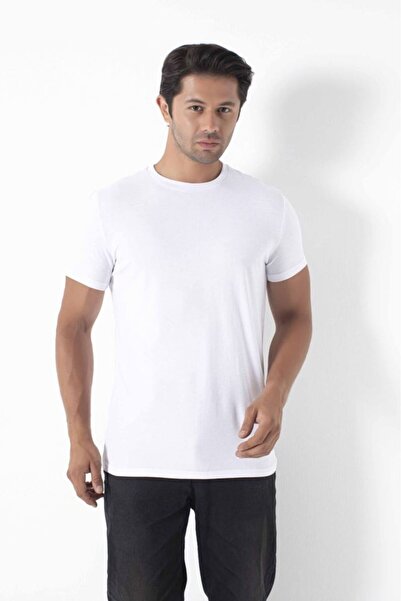 Bross Ανδρικό μπλουζάκι 100% βαμβακερό με λαιμόκοψη λευκό
