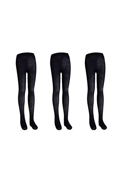 Bross Girl's 3-Piece Plain 40 Den Micro Pantyhose Mousse Socks