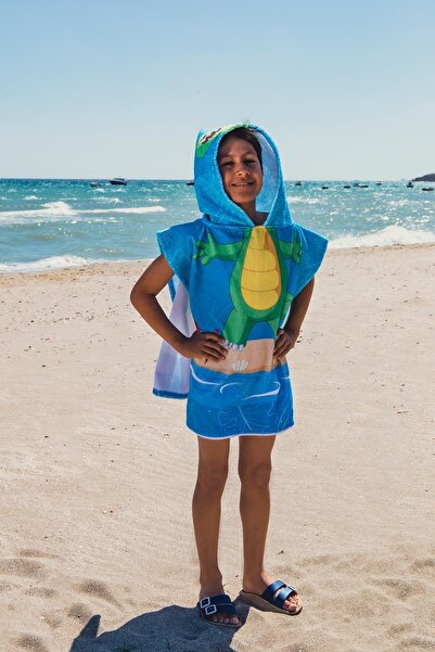 Bross 60x60 Dinosaur Patterned Children's Towel Poncho