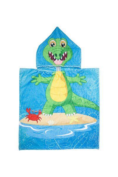 Bross 60x60 Dinosaur Patterned Children's Towel Poncho
