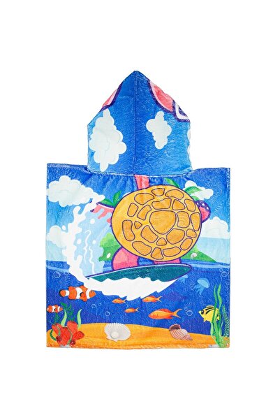 Bross Turtle Patterned Children's Towel Poncho 60X60
