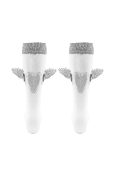 Bross Gray Winged Girl's Knee Socks