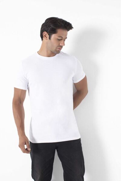 Bross Ανδρικό μπλουζάκι 100% βαμβακερό με λαιμόκοψη λευκό