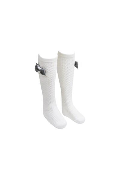 Bross Bow Mesh Knee-Length Children's Socks
