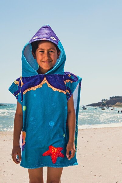 Bross Octopus Patterned Children's Towel Poncho 60X60