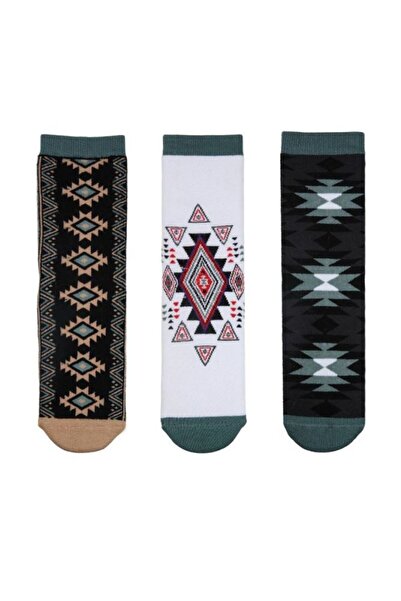 Bross Ethnic patterned 3-piece towel women's socks