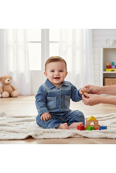 Necix's Basic Baby Denim Jumpsuit with Pockets