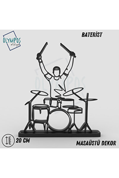Olympos Atölye Baterist | 20cm | Masaüstü Dekor | Biblo | Mini Heykel