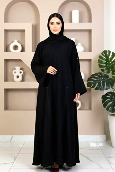 REİNA عباية كلوش كويتية من الكريب الكويتي الأسود مطرزة بخيوط فاخرة مع طرحة