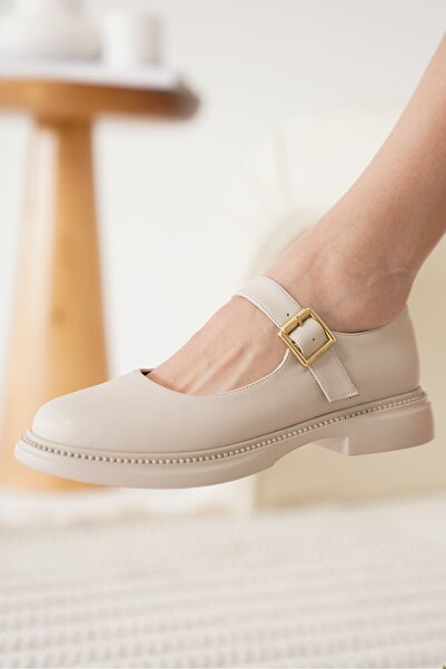 Zerenyus Clarissa Premium Beige Casual Mary Jane Loafer