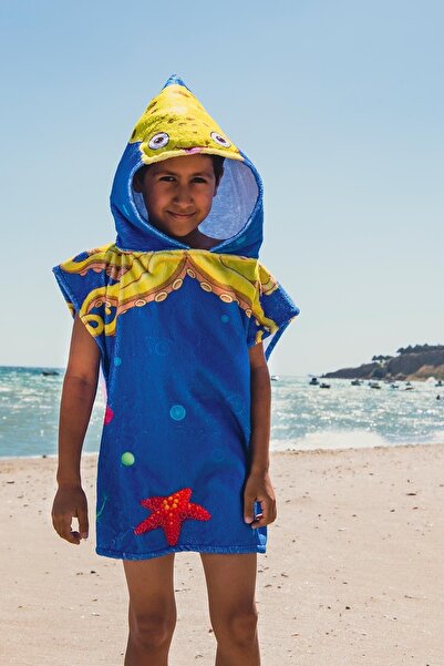 Bross Octopus Patterned Children's Towel Poncho 60X60