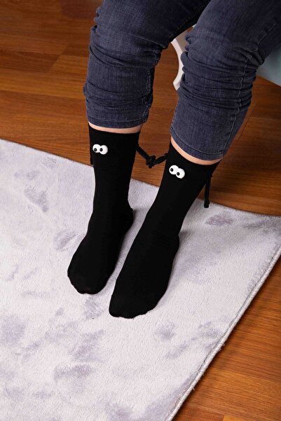 Bross 2 Pairs of Black Black Socks with Magnetic Hands