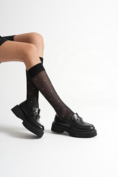 Zerenyus Doria Premium Buckle Детайлни черни ежедневни мокасини