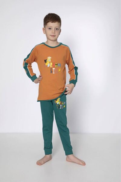 Bross Boy's Dog Printed Green Pajamas Set