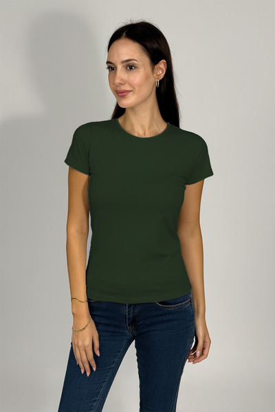 Betimoda Women's Short Sleeve Crew Neck Bodysuit Army Green