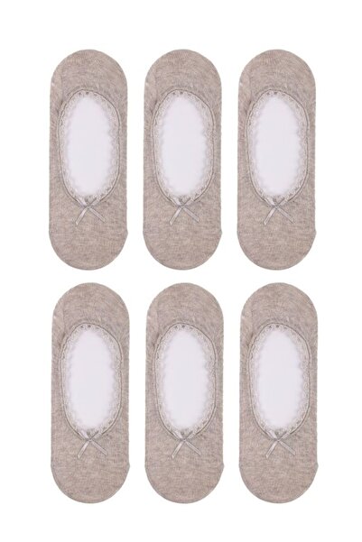 Bross Women's Mesh 6-Piece Lace Ballerina Socks Beige