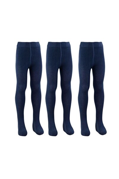 Bross Navy Blue 3-piece Cotton Children's Pantyhose Set