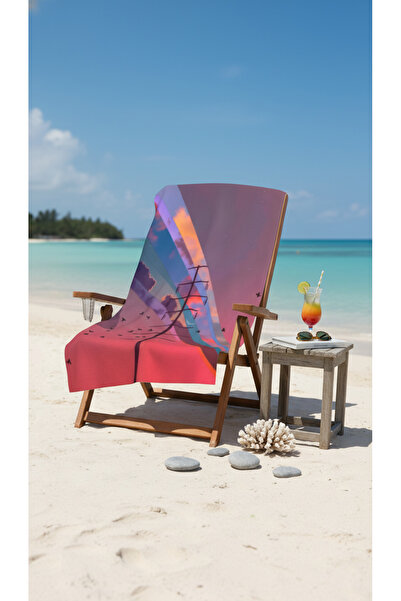 BETHA Cloud Birds Sunset Patterned Cotton Beach Towel – Patterned Design – 75X150 cm