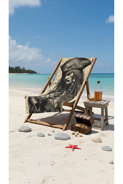 BETHA منشفة شاطئ قطنية بنمط القرصان – تصميم منقوش – 75x150 سم