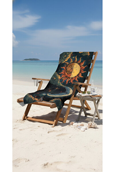 BETHA Moon and Sun Patterned Cotton Beach Towel – Patterned Design – 75X150 cm