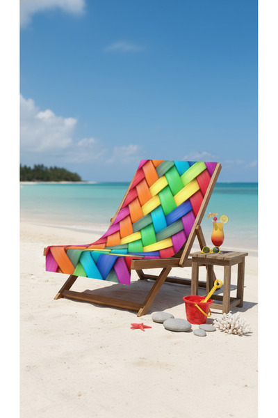 BETHA منشفة شاطئ قطنية منقوشة وملونة – تصميم منقوش – 75x150 سم