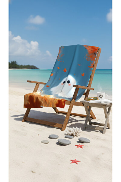 BETHA Cute Ghost Patterned Cotton Beach Towel – Patterned Design – 75X150 cm
