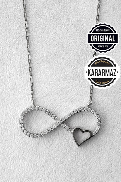 Jewelmim Gümüş Sonsuzluk Kolyesi 18 Ayar Beyaz Altın Kaplama Sonsuzluk İşaret...