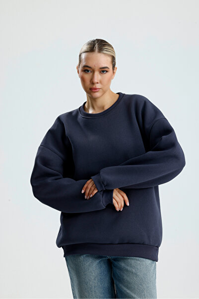 BAİA COLLECTION Smoked Crew Neck Basic Sweatshirt