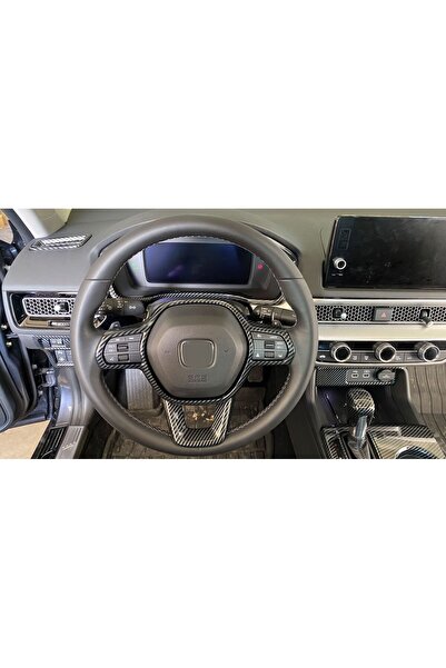 Genel Markalar 2022 Civic Uyumlu Direksiyon Kaplama Seti 2 Parça - Karbon