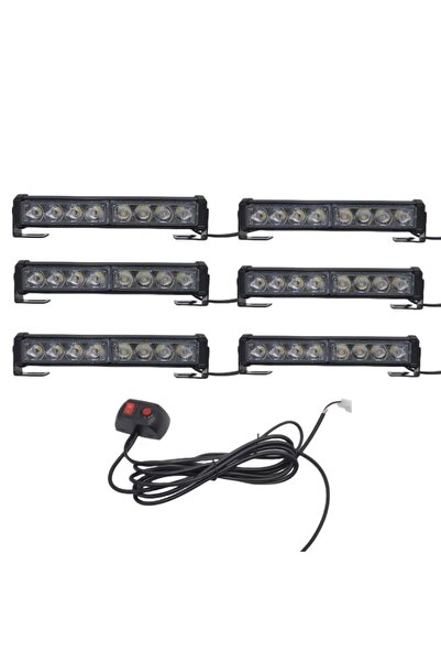 Drs Tuning 6'lı 48 led çakar lamba mavi-beyaz-kırmızı 12-30V / LAPA545