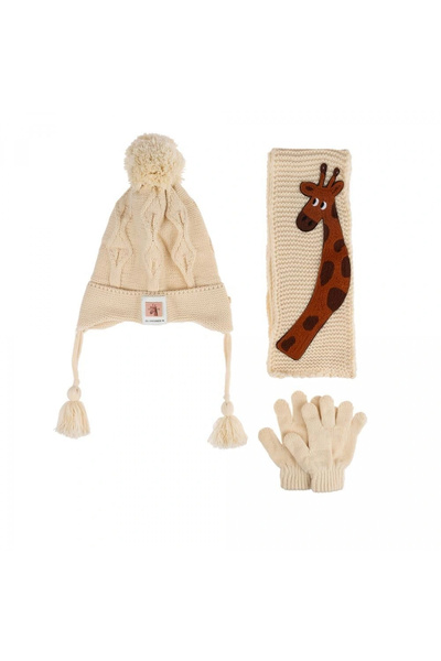 Kitti Baby Boy Scarf Beanie Glove Set (1-4 Years) K24160-09 White