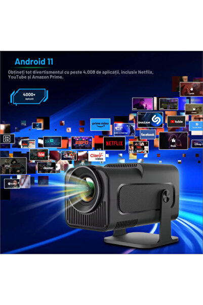 Homelife Hy320 Portable Projector - Full HD 1080P, 4K Support, WiFi6, Black