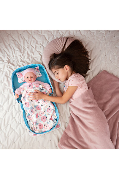 HappyVk Doll bed with set of 7 accessories, blanket and doll pillow - Pink Roses